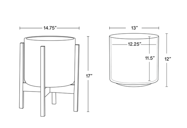 Solid Goods 12 Inch Ceramic Cylinder with Stand