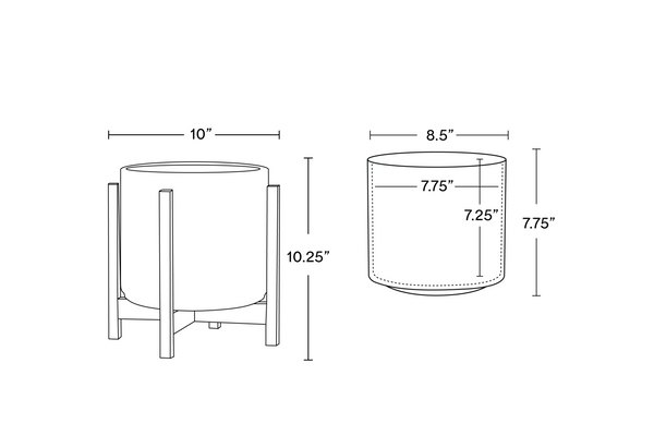 Solid Goods 8 Inch Ceramic Cylinder with Mahogany Stand